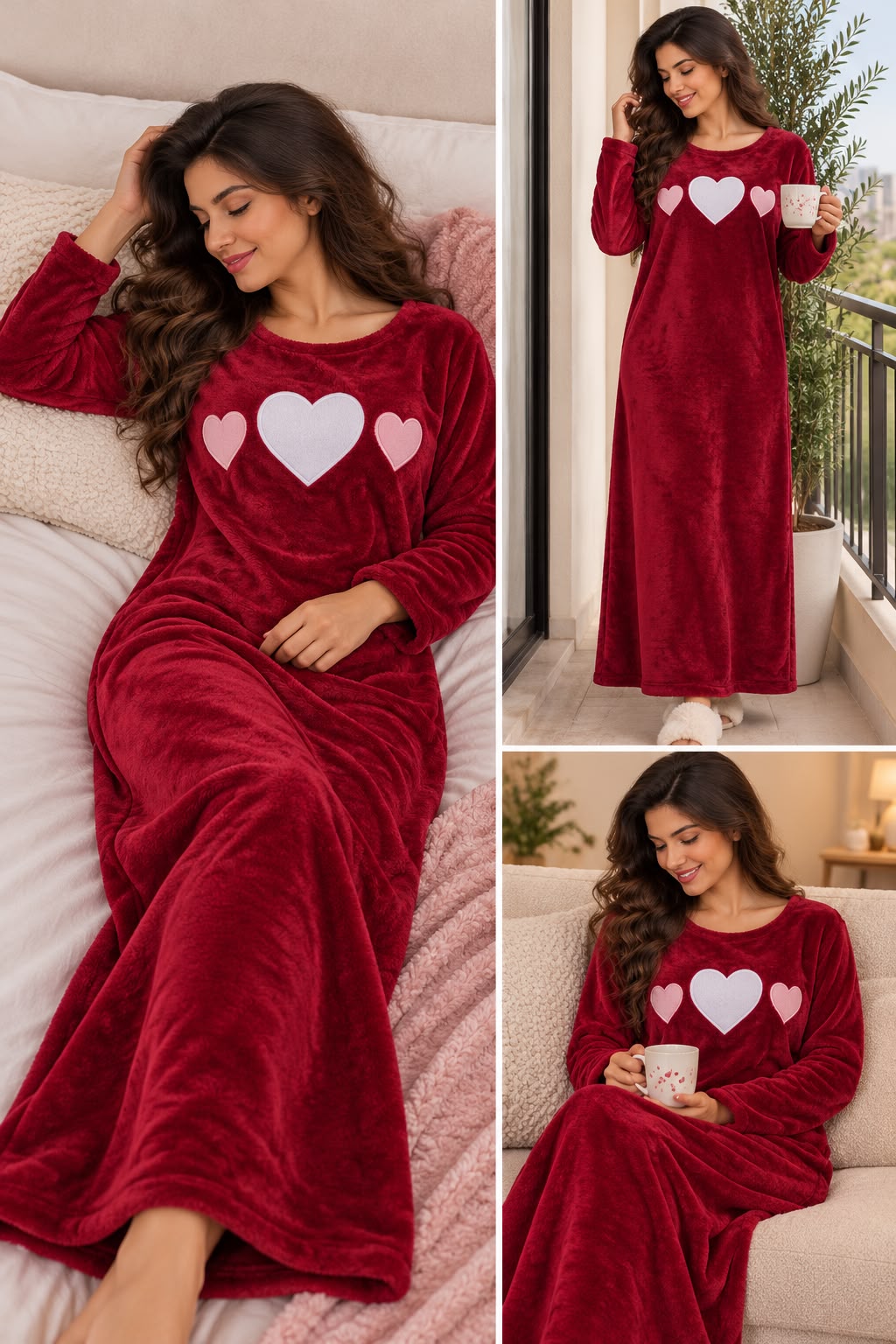 Polar Maxi Galabeya - Maroon - Triple Hearts