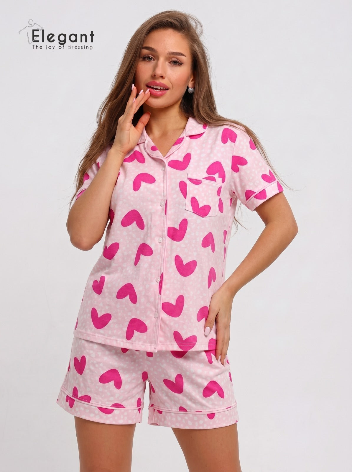Classic PJ Shorts Cotton - Candy Hearts Pink