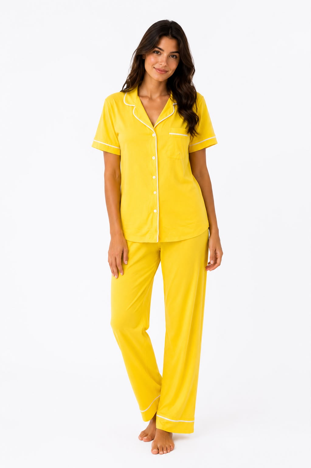 Classic PJ Pants Cotton Wide Leg - Bright Yellow