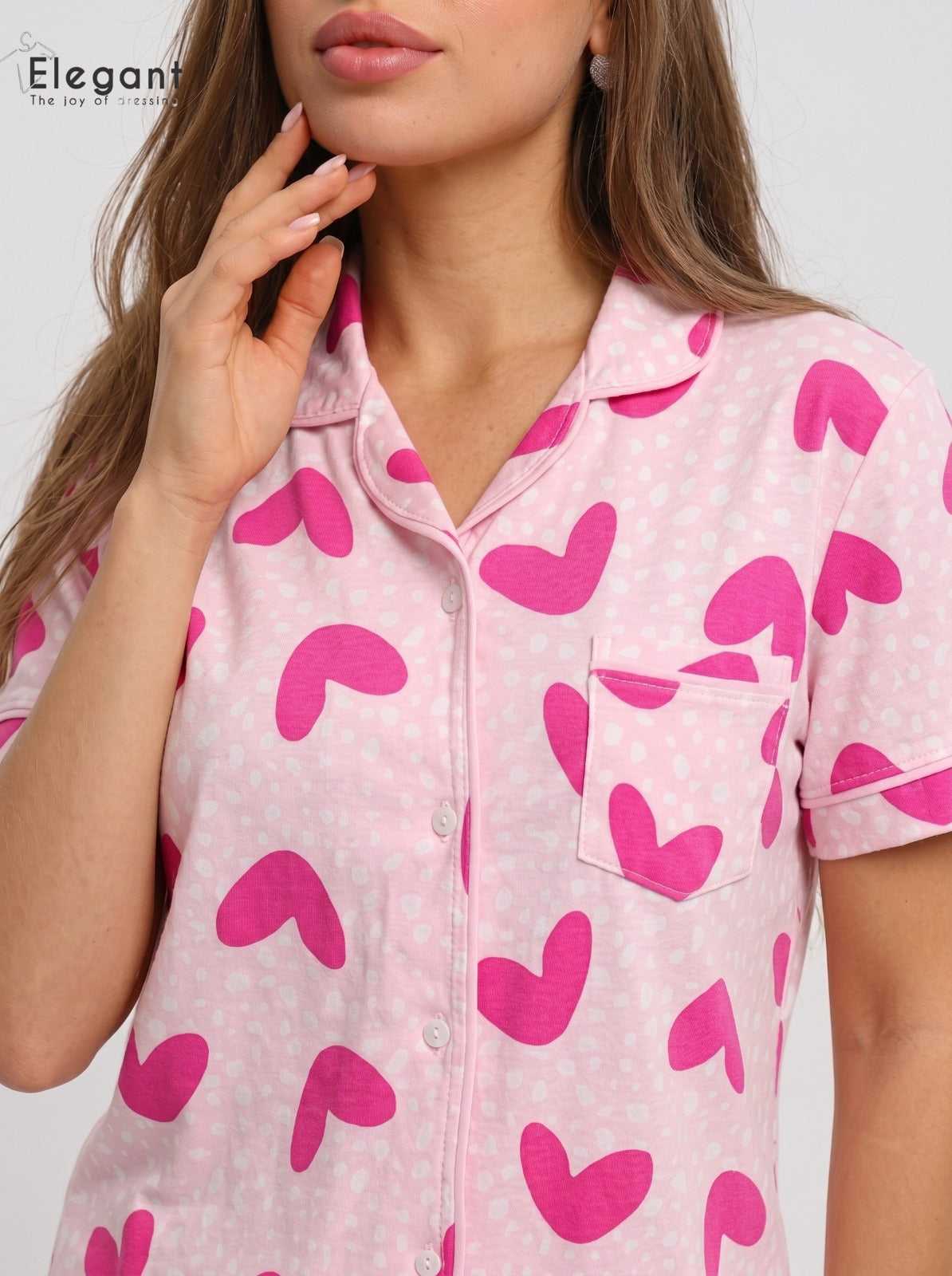 Classic PJ Shorts Cotton - Candy Hearts Pink