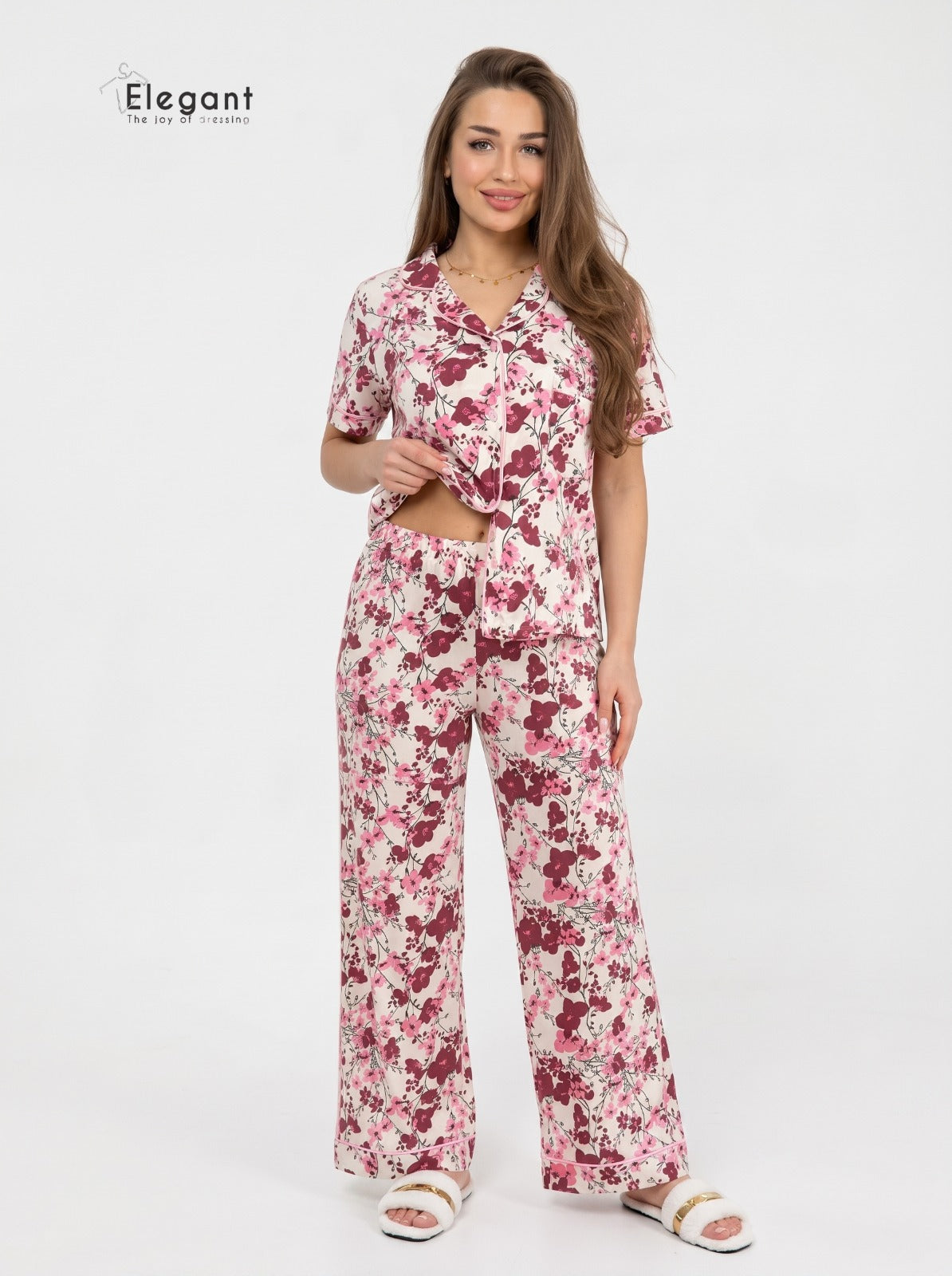 Classic PJ Pants Cotton Wide Leg Printed - Berry Garden
