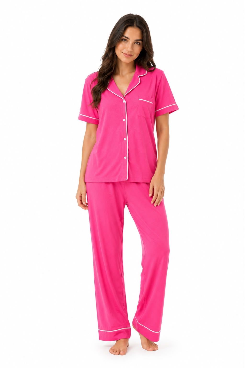 Classic PJ Pants Cotton Wide Leg - Hot Pink