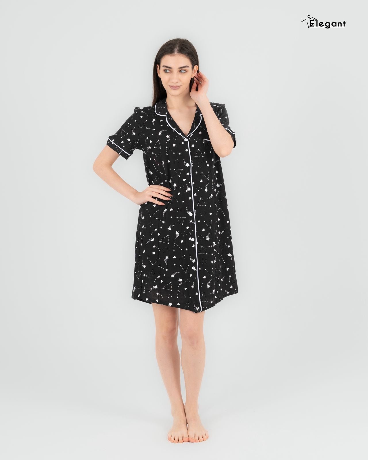 Classic Nightshirt Cotton - Patterned A Starry Night