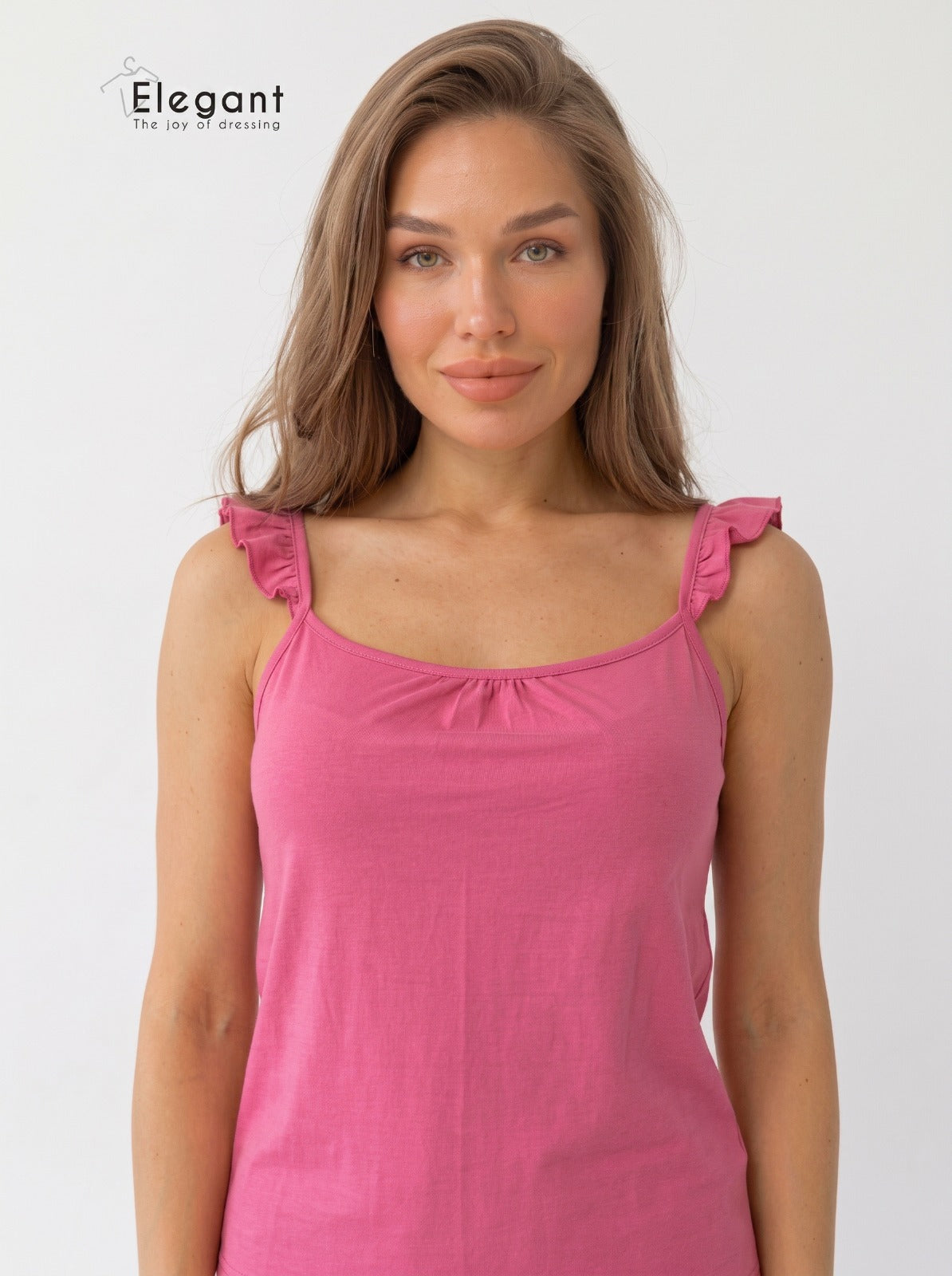 PJ Pants Viscose Wide Leg & Ruffles - Pink Dancing Palms
