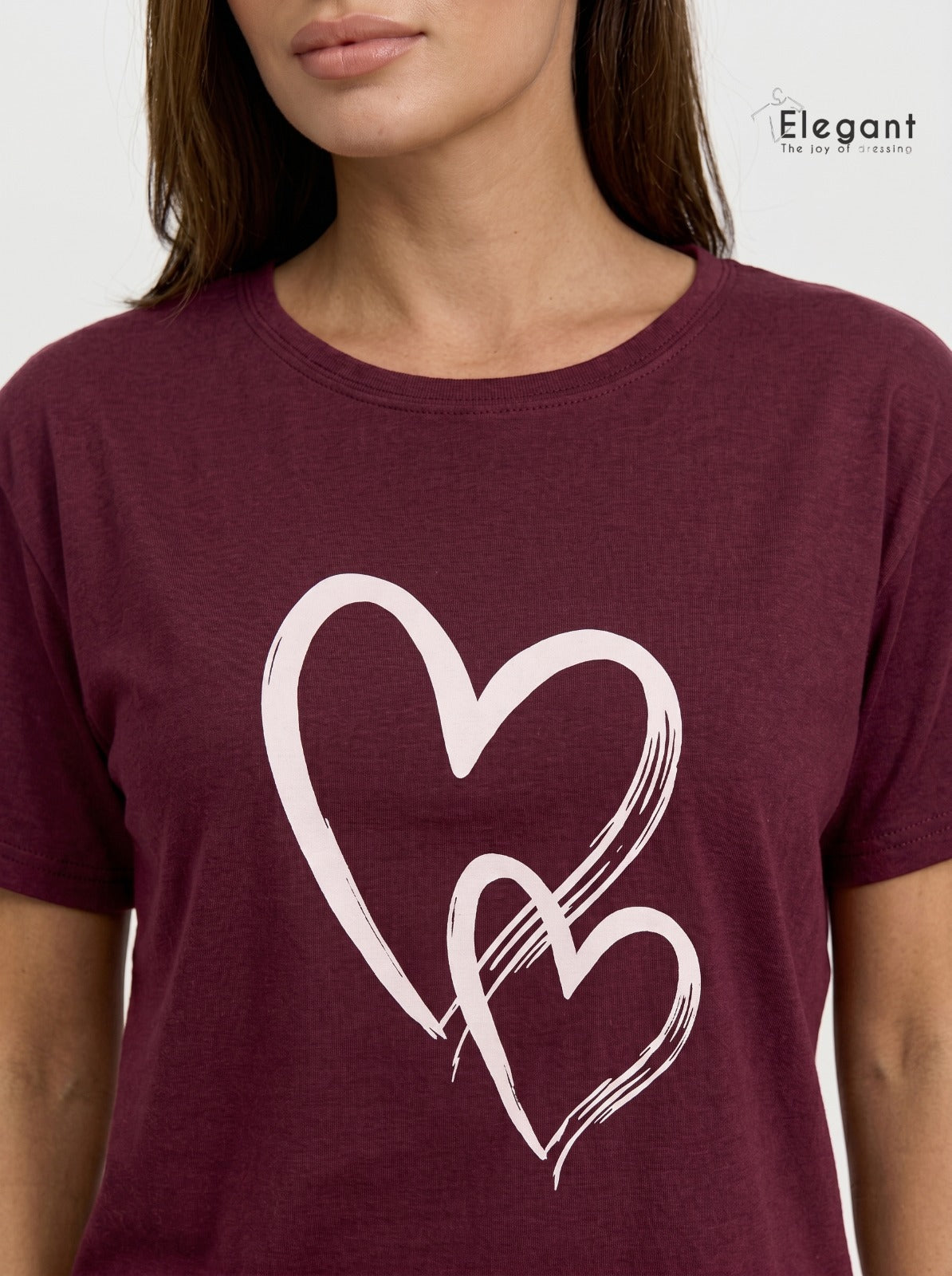 PJs Pants Cotton - Burgundy Minimal Heart