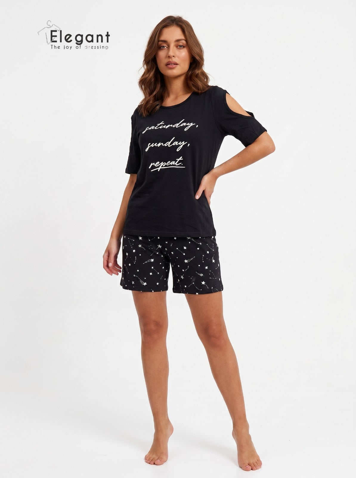 PJ Shorts Black Cotton - Arm Slit - Saturday Sunday Repeat
