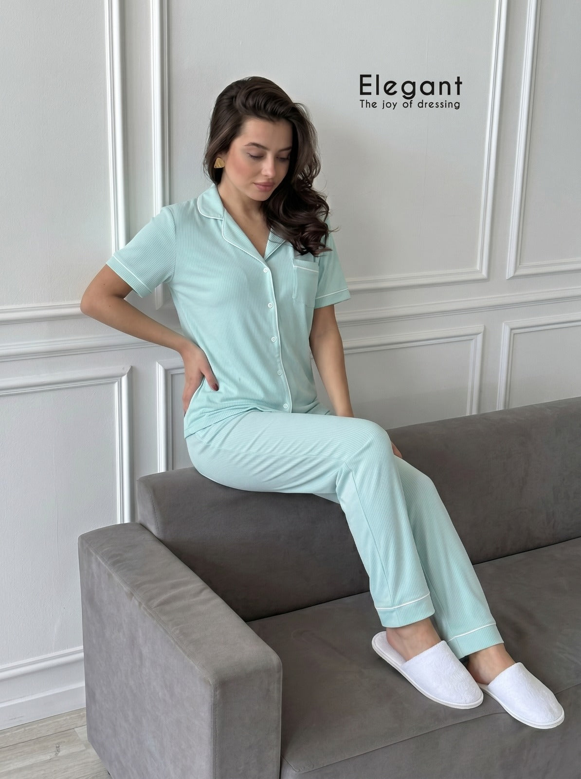 Classic PJ Pants Cotton Plain - Mint