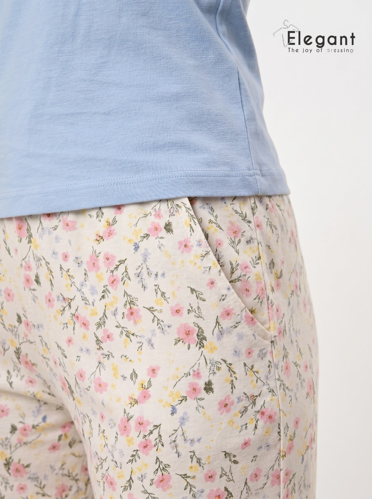 PJ Pants Cotton with straps & pants pocket - Blue Spring Flori