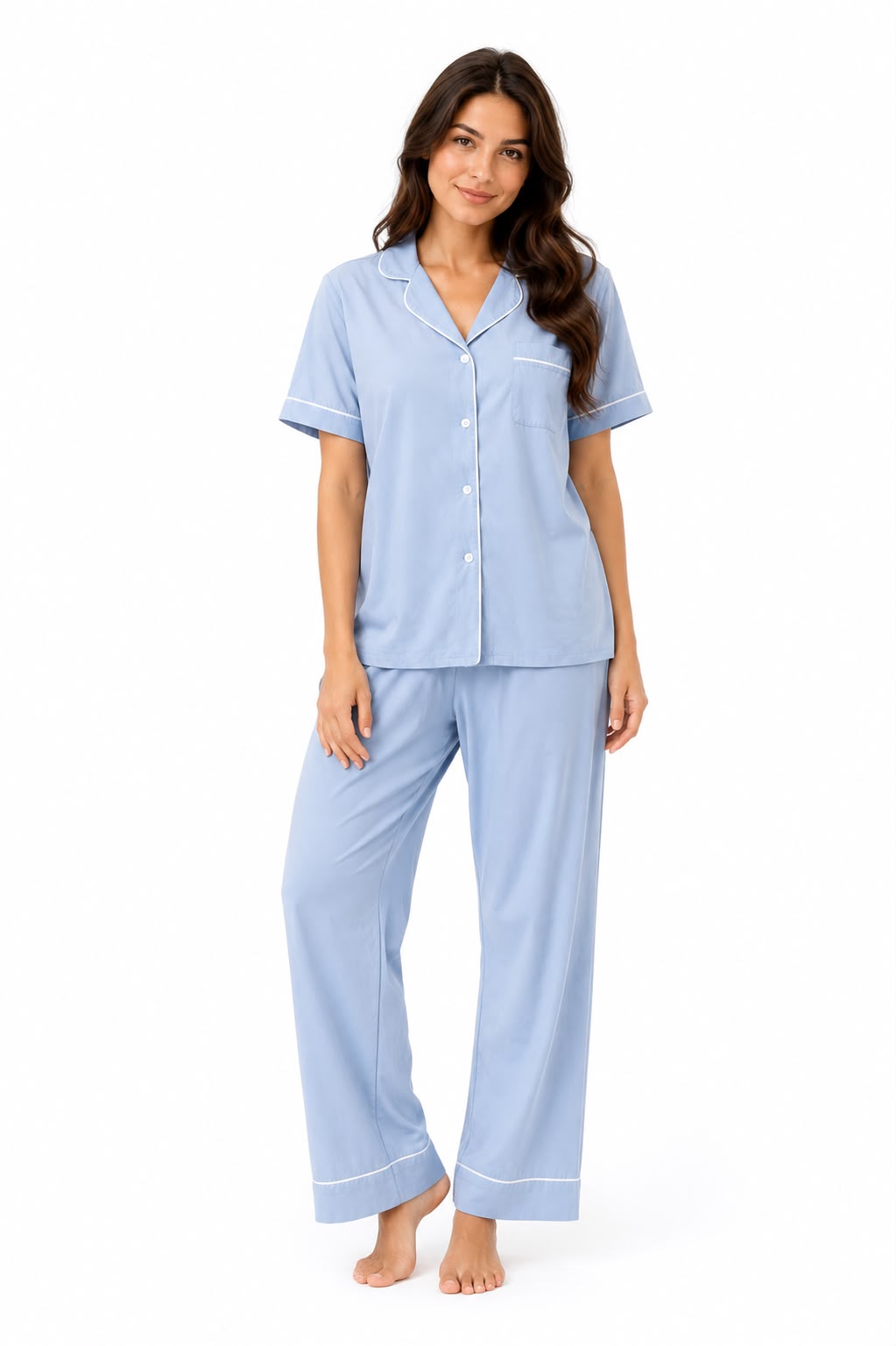 Classic PJ Pants Cotton Wide Leg - Sky Blue