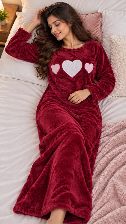 Polar Maxi Galabeya - Maroon - Triple Hearts