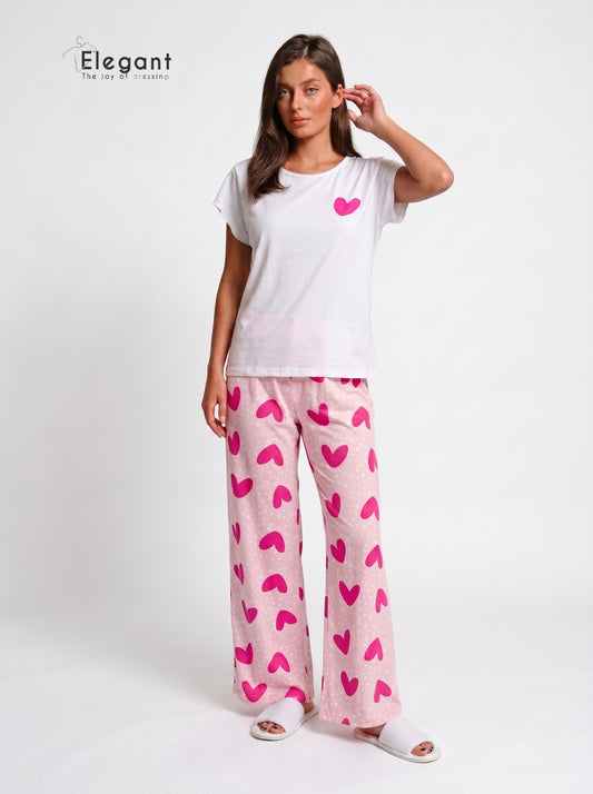 PJs Pants Cotton - White Candy Hearts