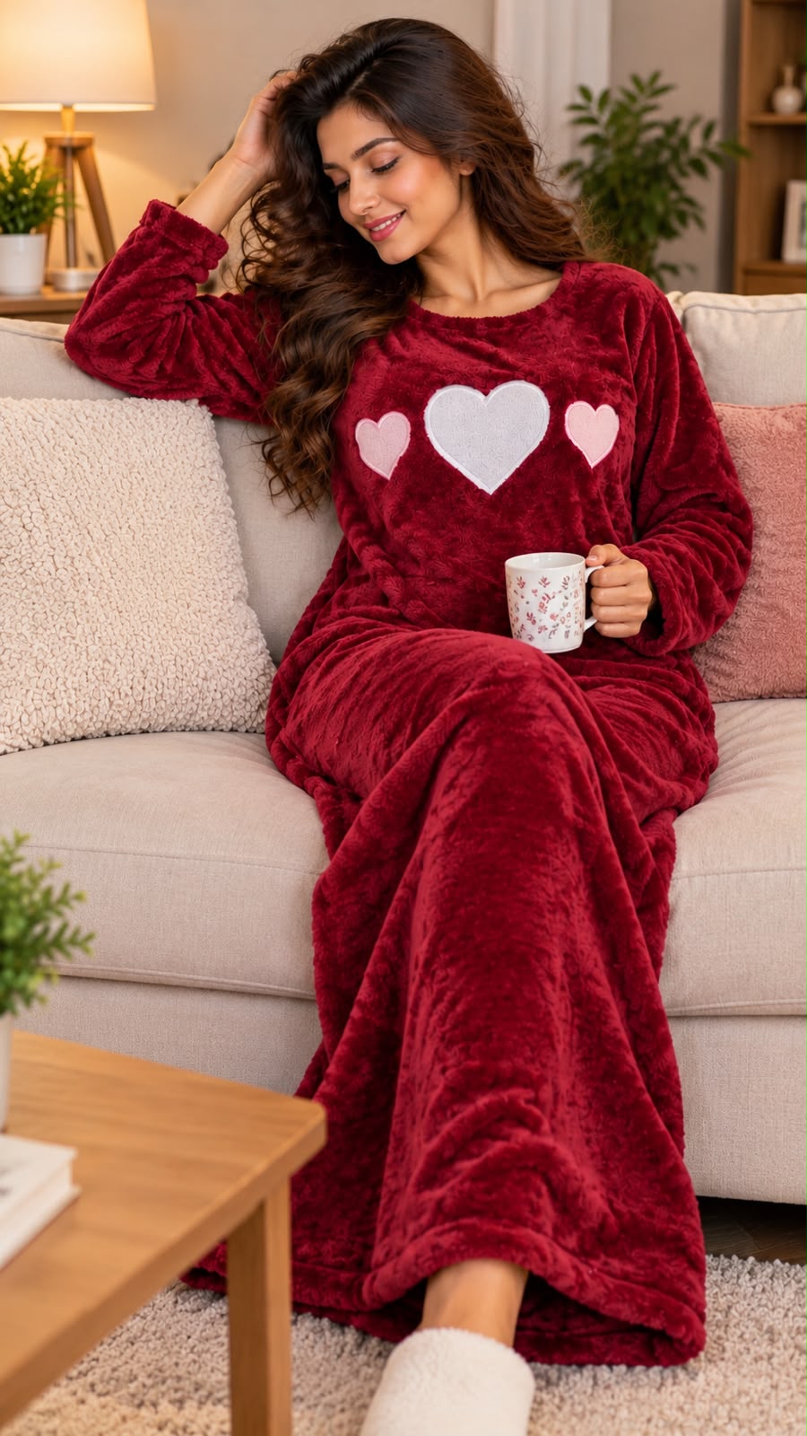 Polar Maxi Galabeya - Maroon - Triple Hearts