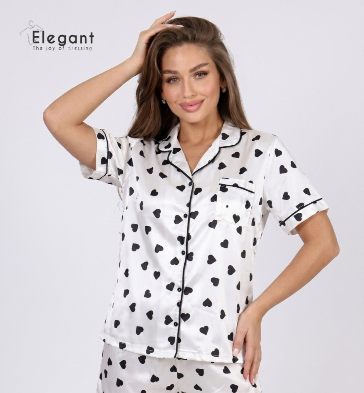 Satin Classic PJ Pants SS - White Tender hearts