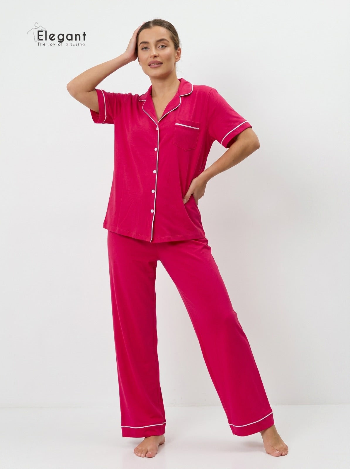 Classic PJ Pants Cotton Wide Leg - Fushia