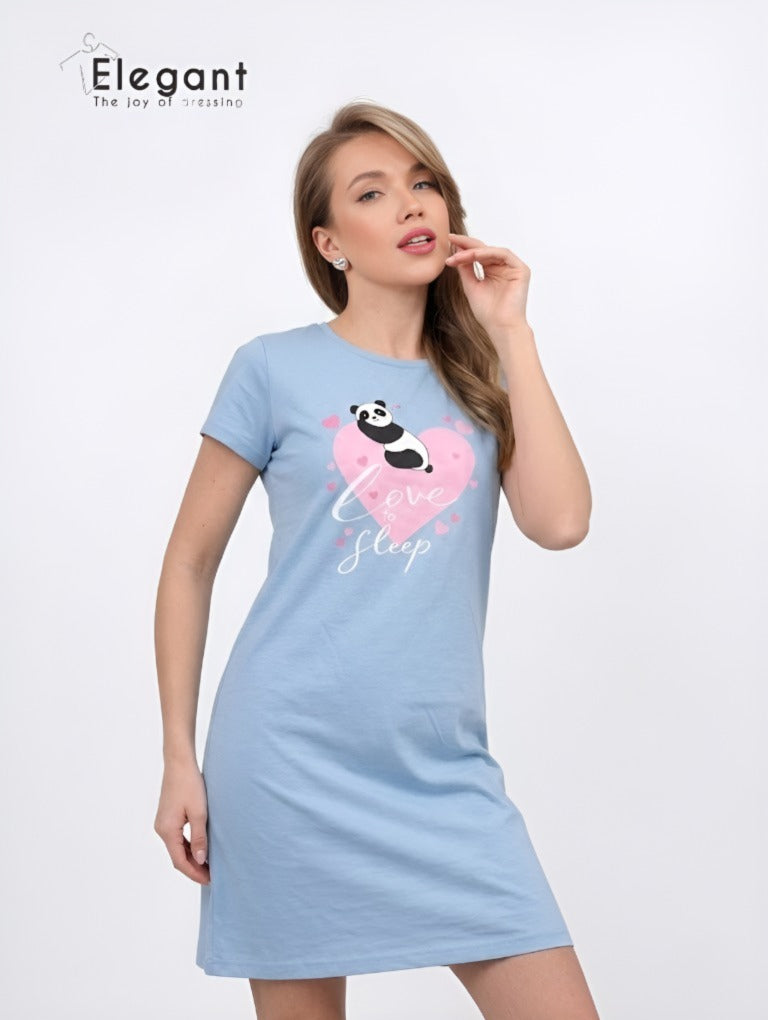 Nightshirt Cotton Blue - Panda Love to Sleep
