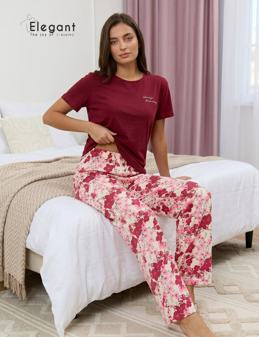 PJs Pants Cotton - Burgundy - Always Dreaming