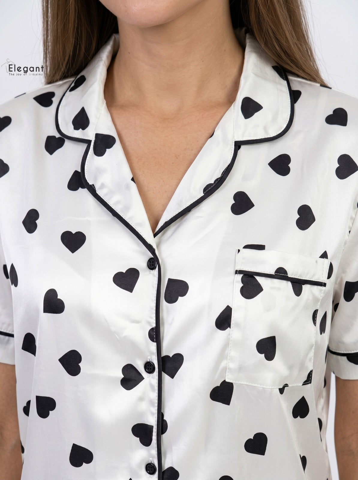 Satin Classic PJ Pants SS - White Tender hearts
