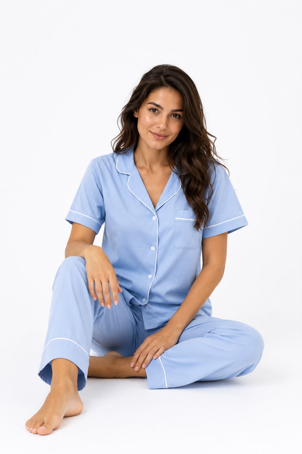 Classic PJ Pants Cotton Wide Leg - Sky Blue