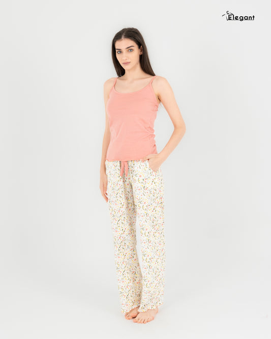 Straps PJ Pants Cotton - Coral Spring Flori