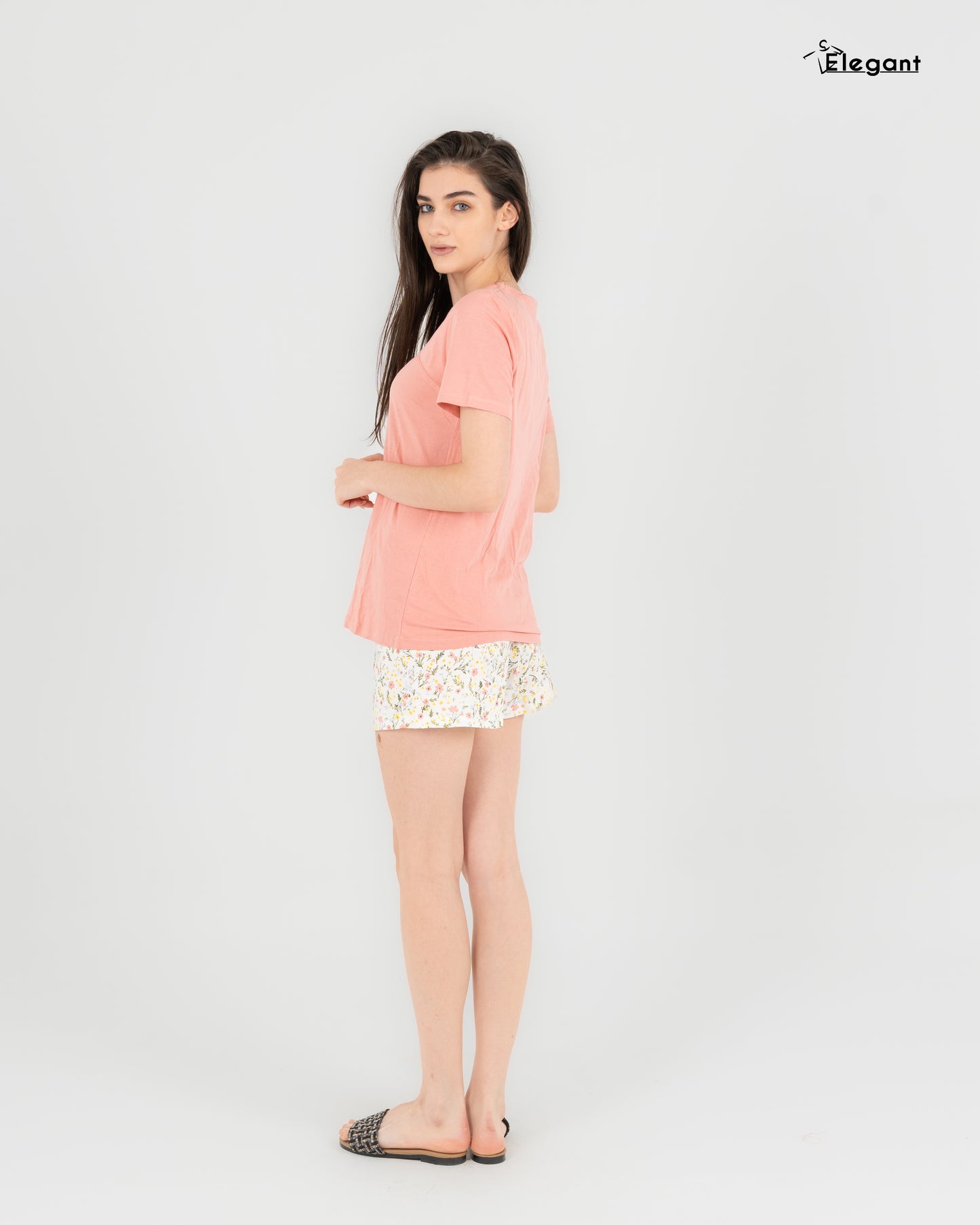 PJ Shorts Cotton - Bust Slit Coral Spring flori