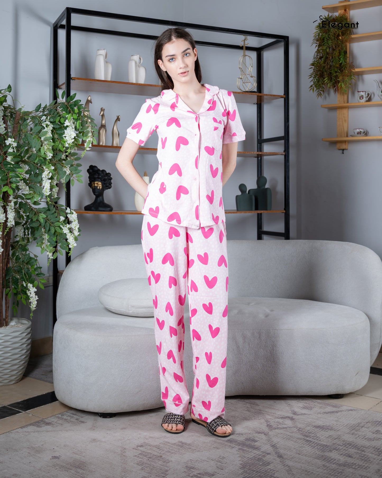 Classic PJ Pants Cotton Wide Leg Printed - Candy Hearts
