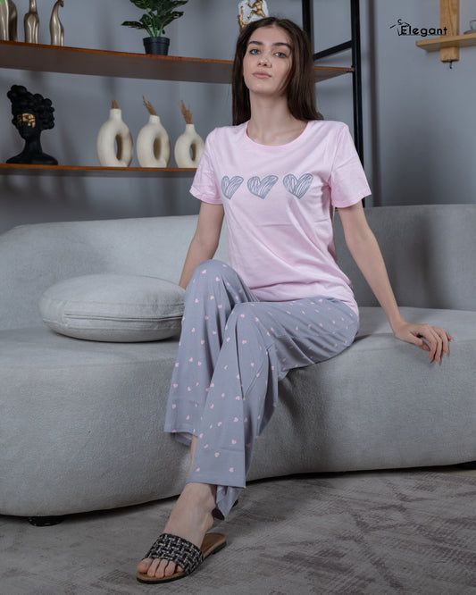 PJs Pants Cotton - Pink Heartbeat