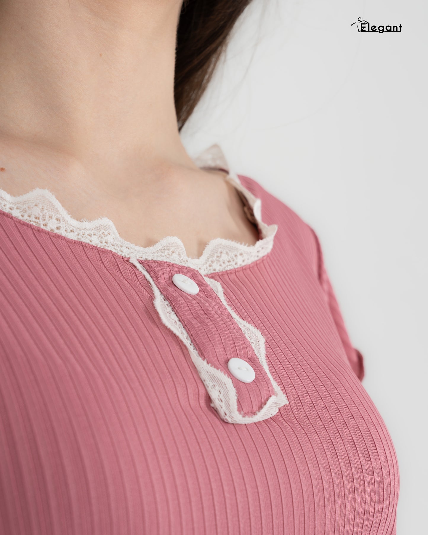 Ribbed PJ Shorts with Macrame - Cashmere