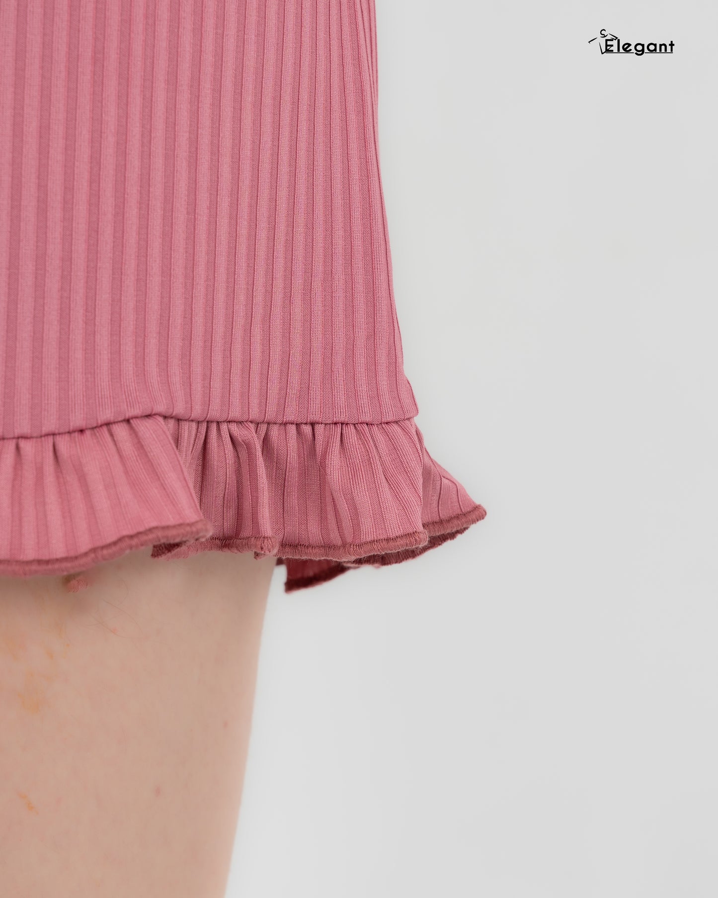 Ribbed PJ Shorts with Macrame - Cashmere