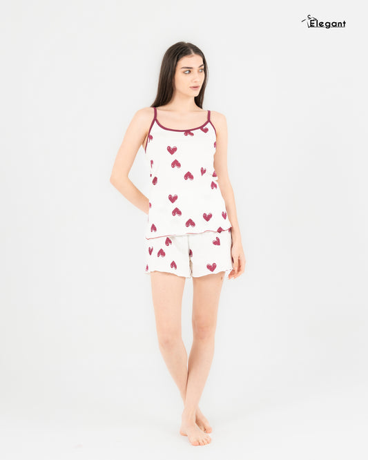 PJ Shorts Cotton - Minimal Hearts