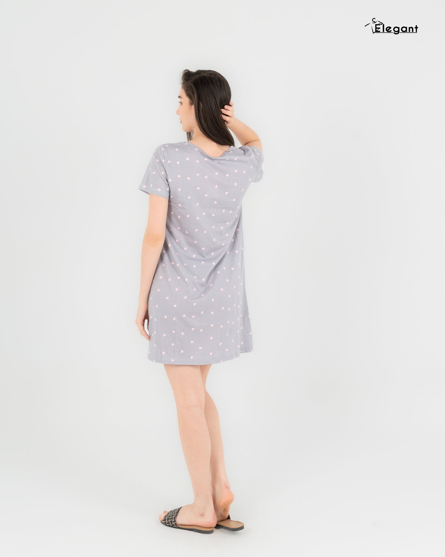 Nightshirt Cotton Printed - Grey Heartbeat
