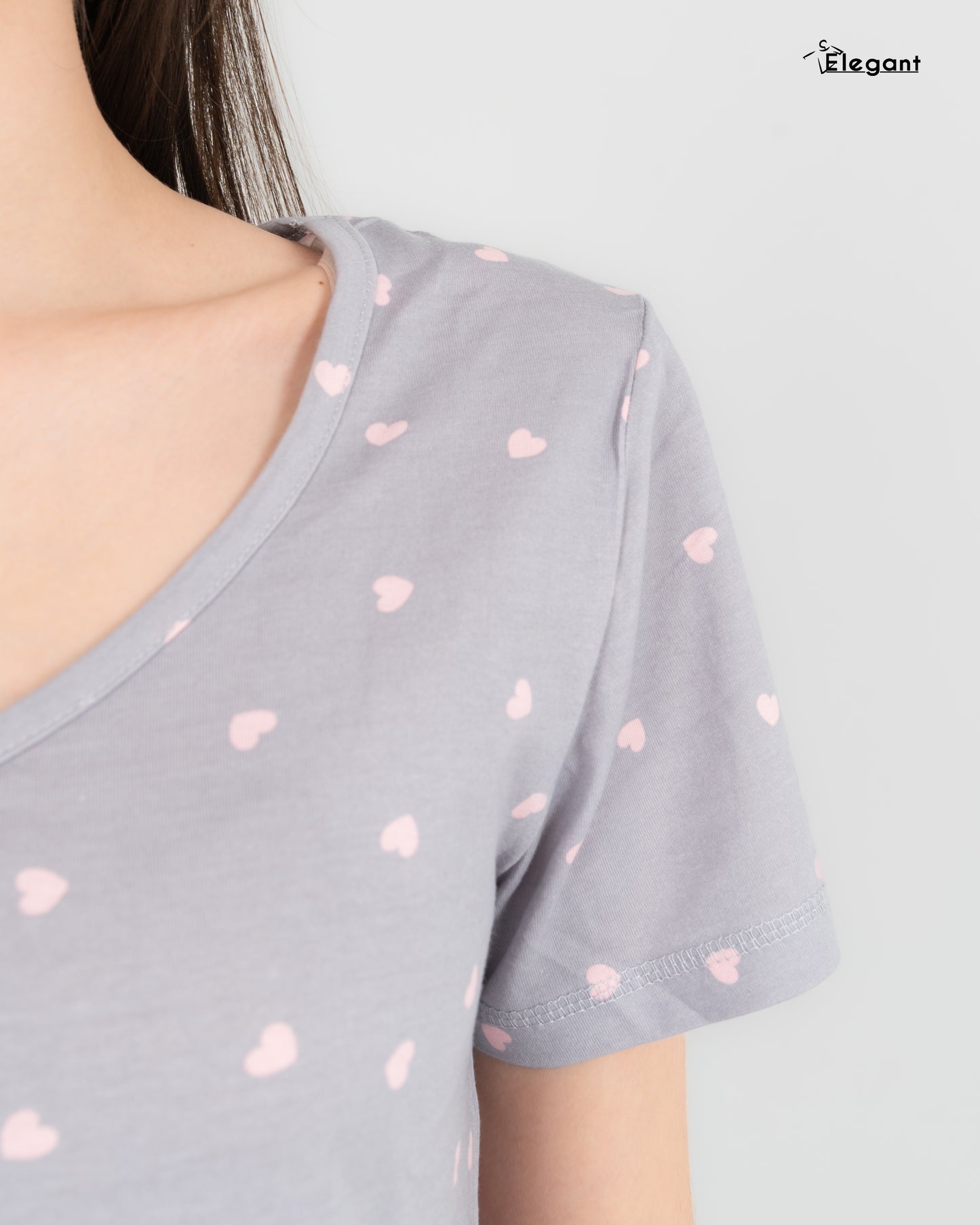 Nightshirt Cotton Printed - Grey Heartbeat