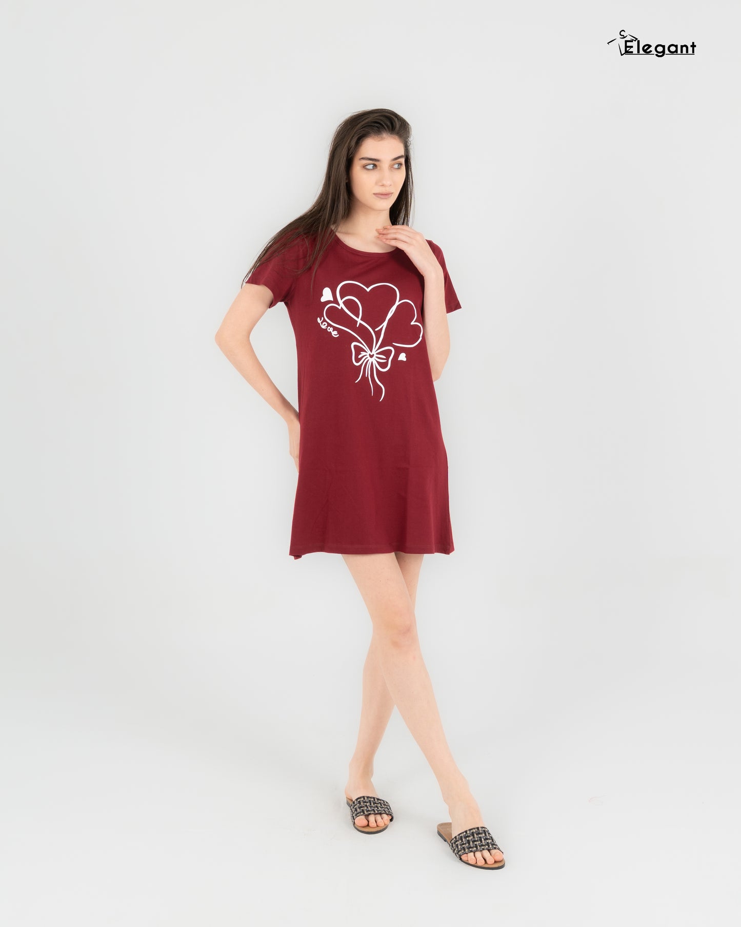 Nightshirt Cotton - Burgundy - Love Blossom