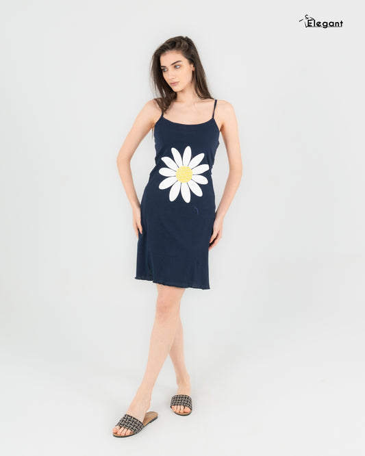 Nightshirt Cotton Sleeveless - Navy - Glow Petals
