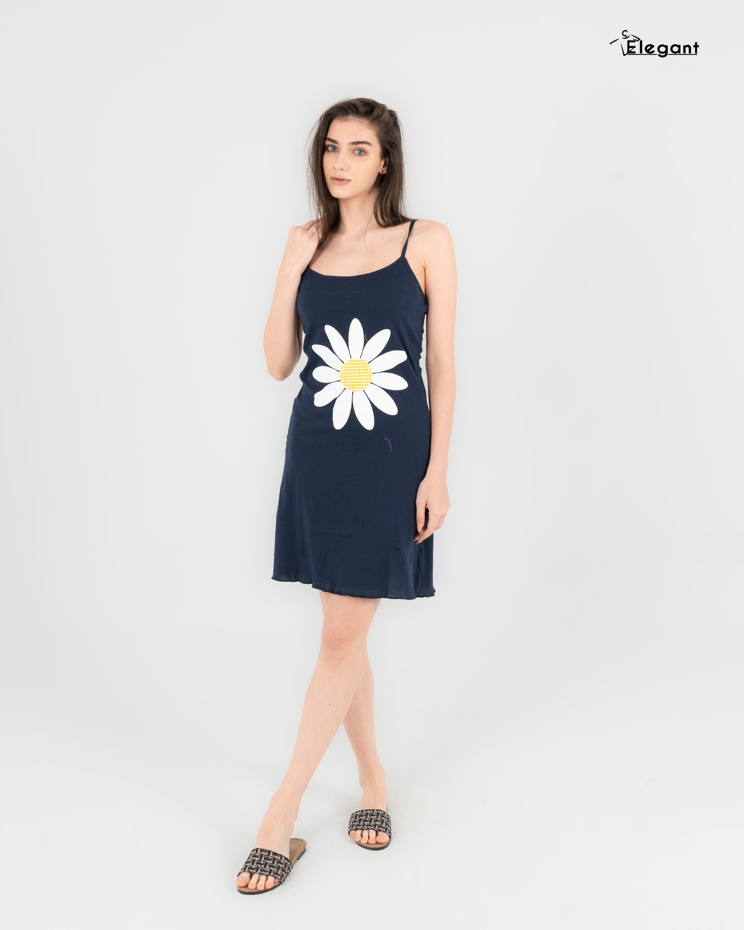 Nightshirt Cotton Sleeveless - Navy - Glow Petals