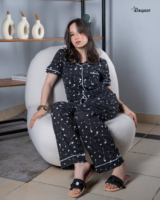Classic PJ Pants Cotton Wide Leg Printed - A Starry Night