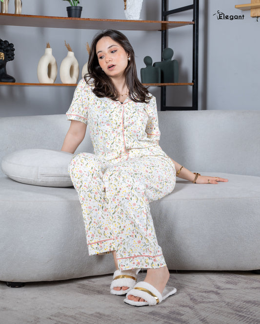 Classic PJ Pants Cotton Wide Leg Printed - Spring Flori