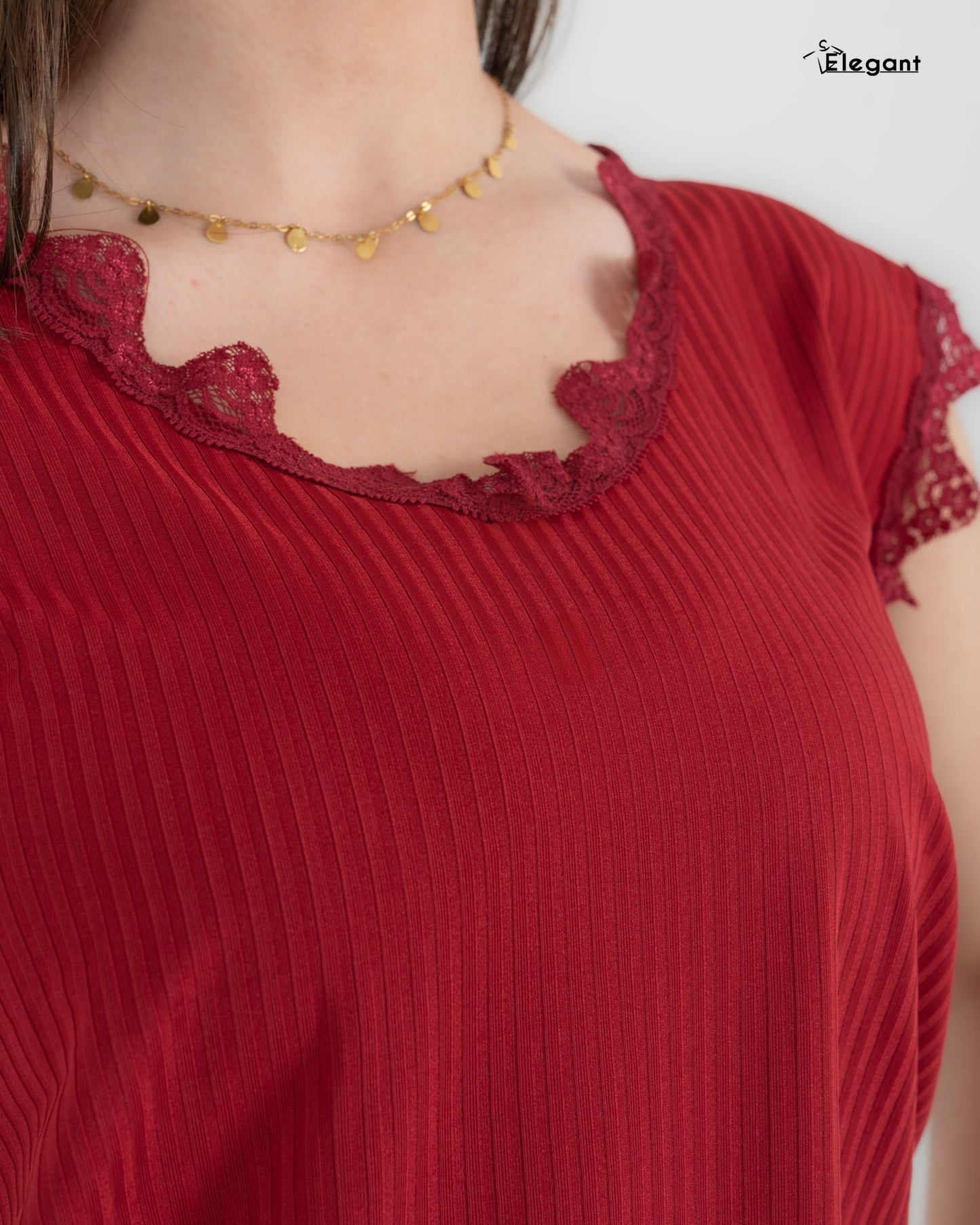 Ribbed PJ Pants - Matching lace - Burgundy