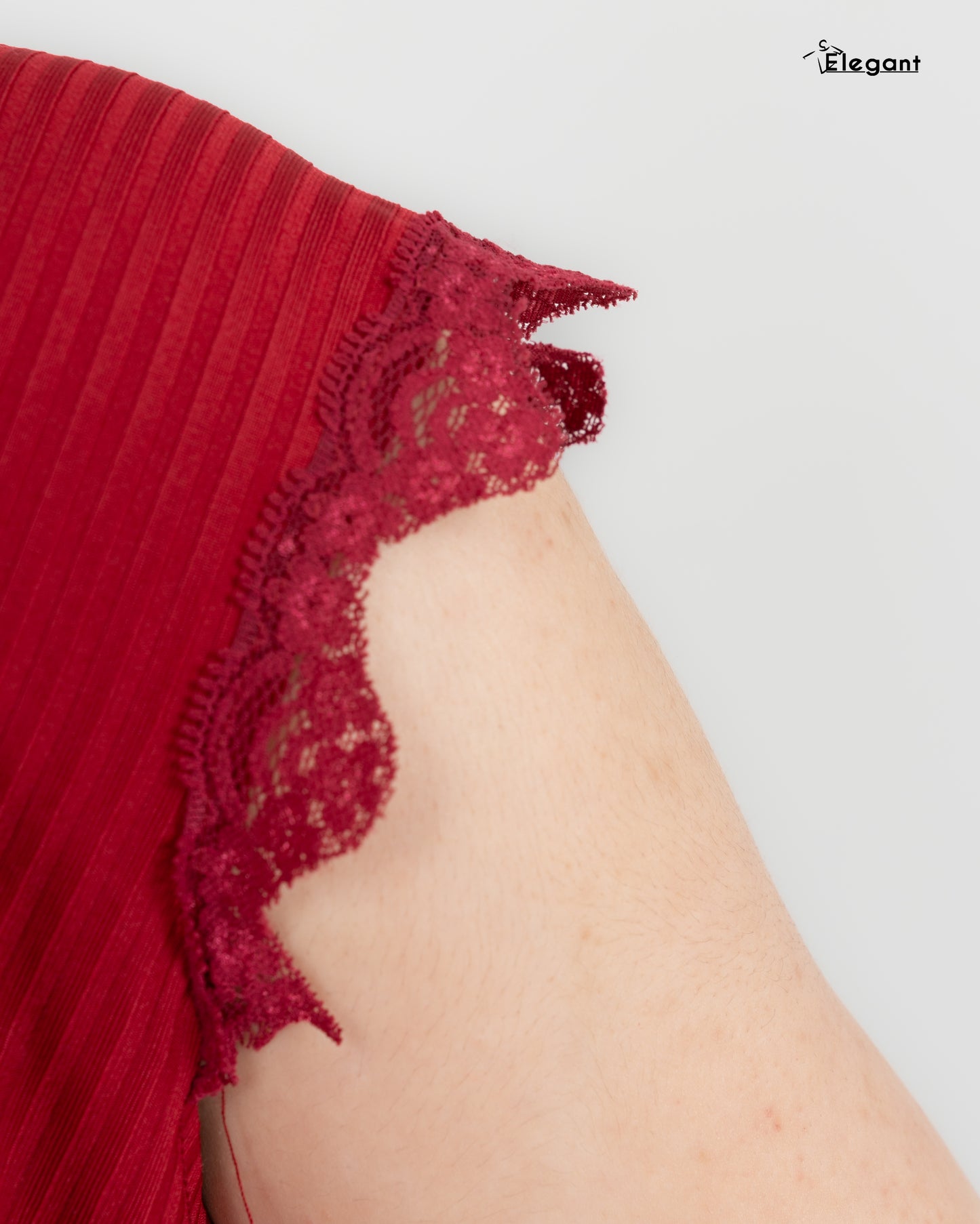Ribbed PJ Pants - Matching lace - Burgundy