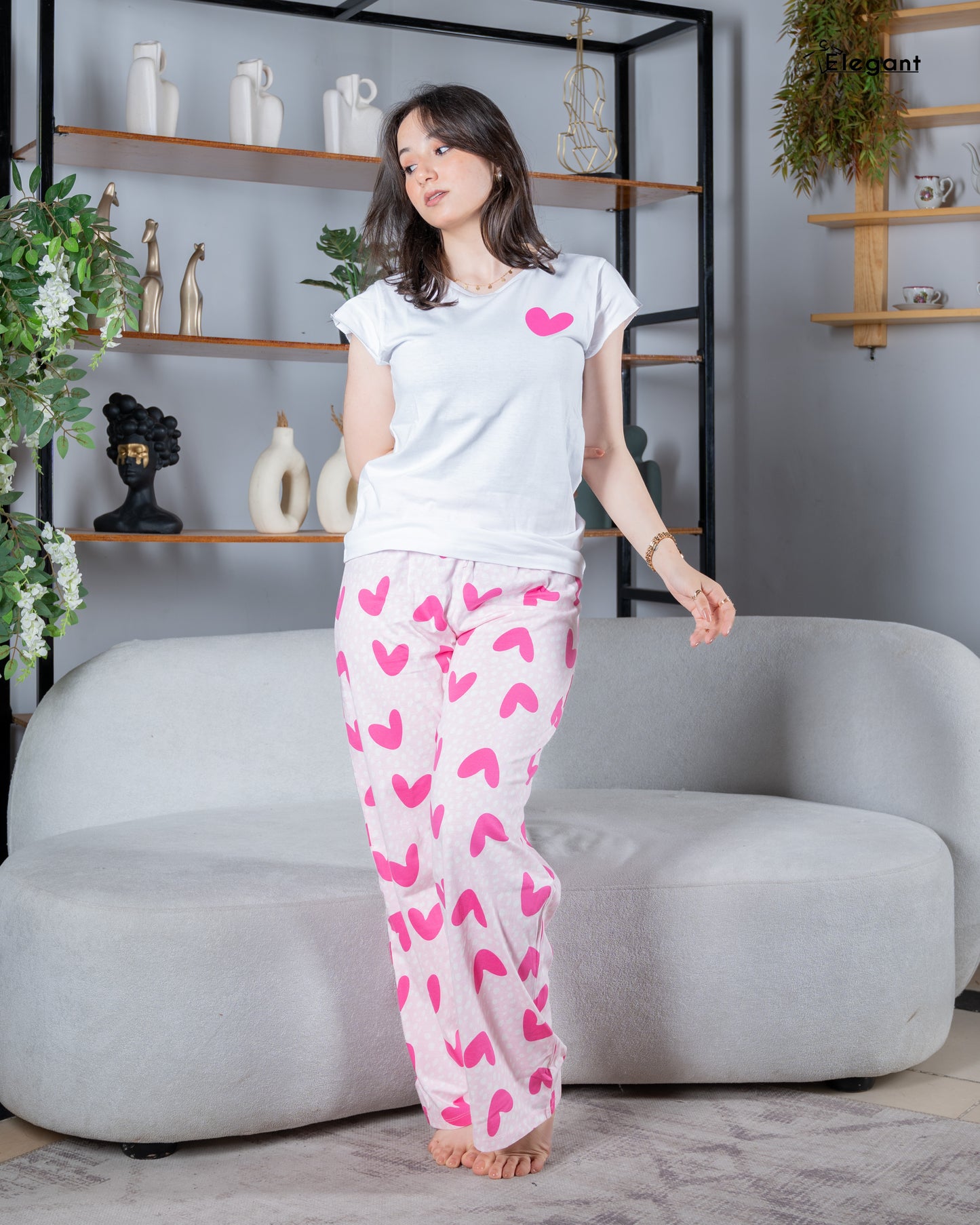PJs Pants Cotton - White Candy Hearts