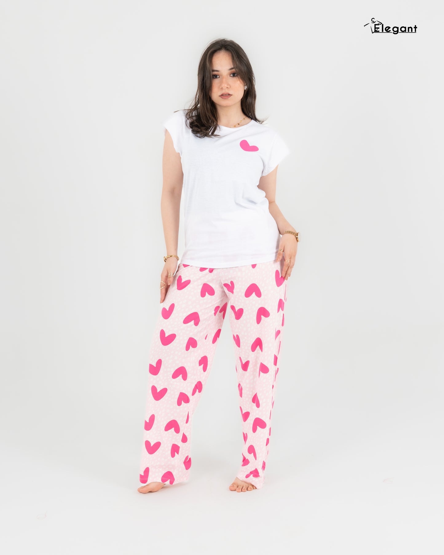 PJs Pants Cotton - White Candy Hearts
