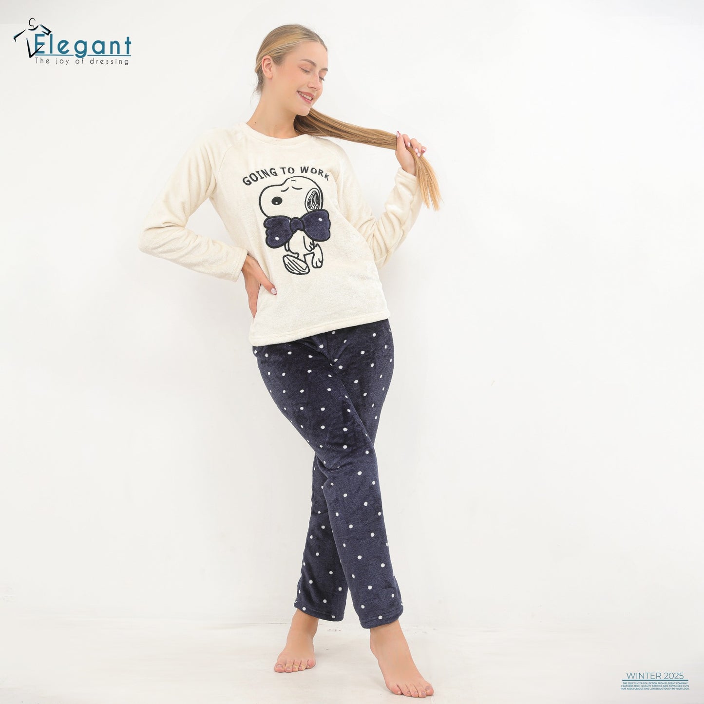 Polar PJ Offwhite/Navy dots Pant - Snoopy