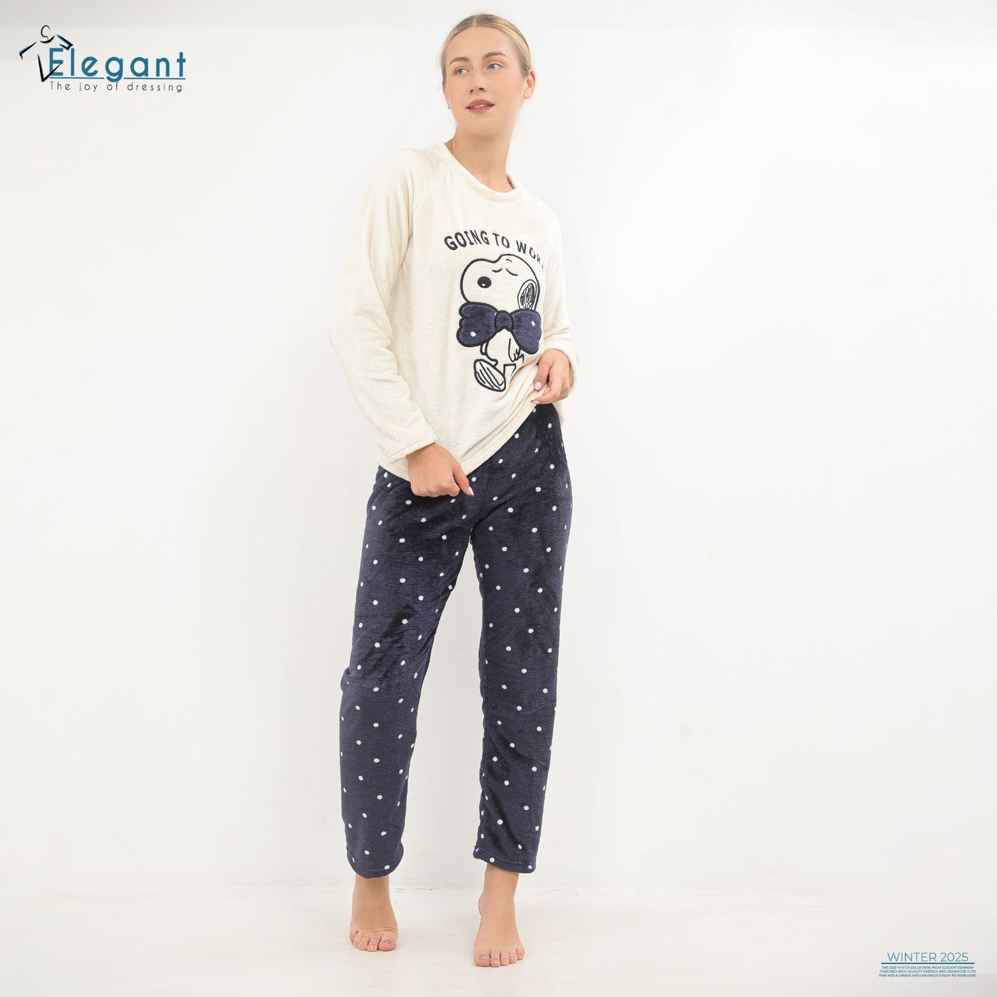 Polar PJ Offwhite/Navy dots Pant - Snoopy