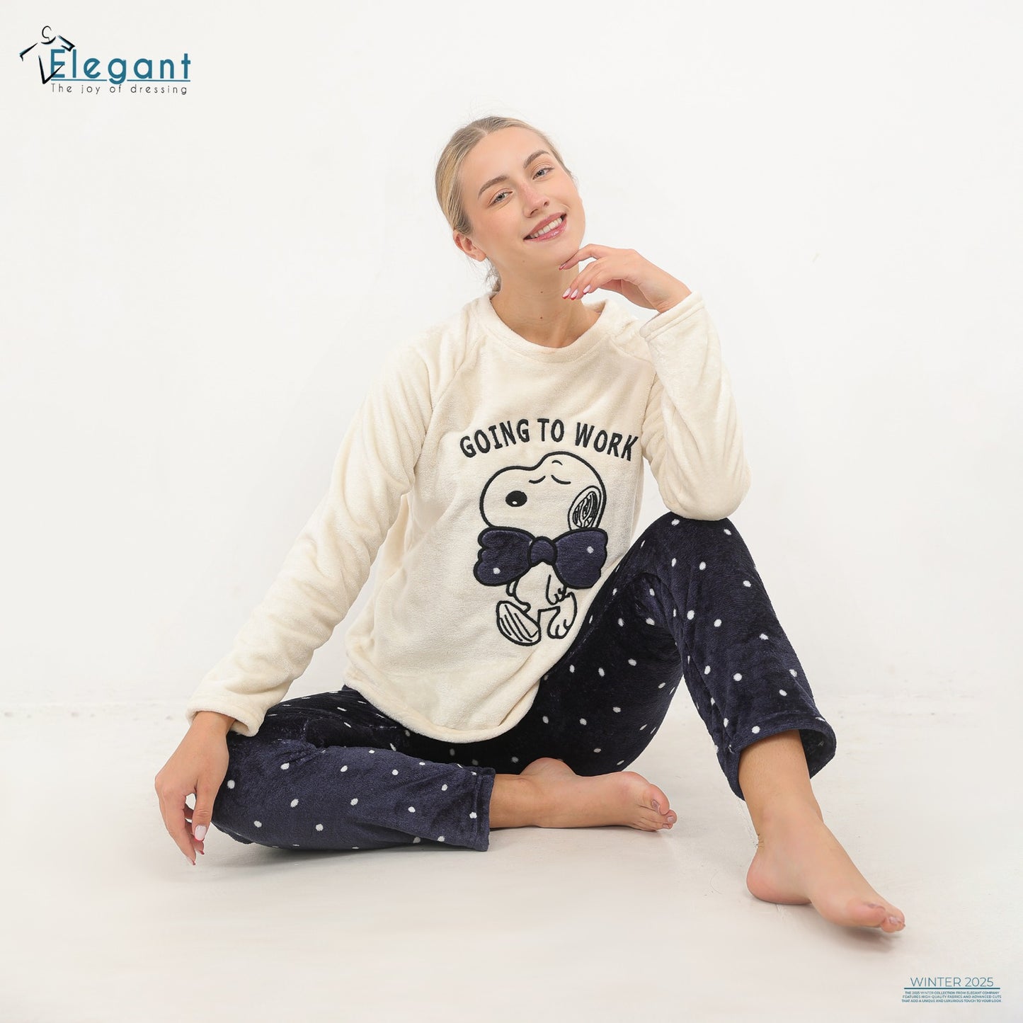 Polar PJ Offwhite/Navy dots Pant - Snoopy