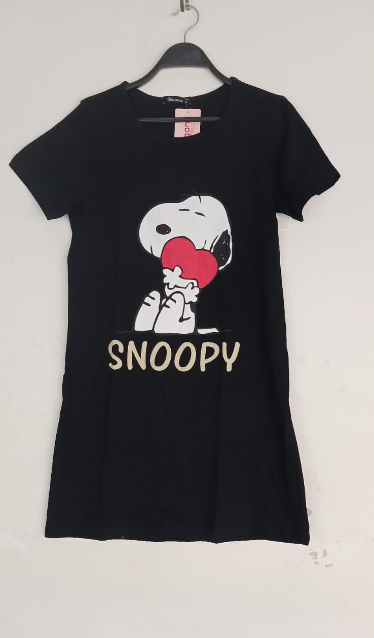 Nightshirt cotton Black - Snoopy Love