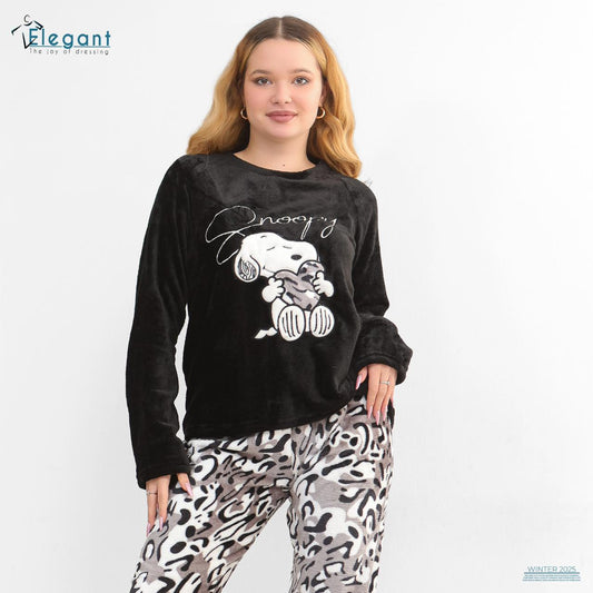 Polar PJ Black / Printed Grey - Snoopy in Black