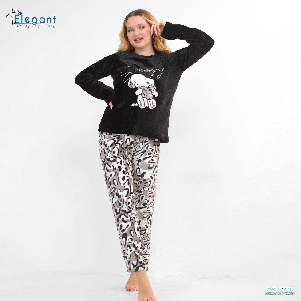 Polar PJ Black / Printed Grey - Snoopy in Black