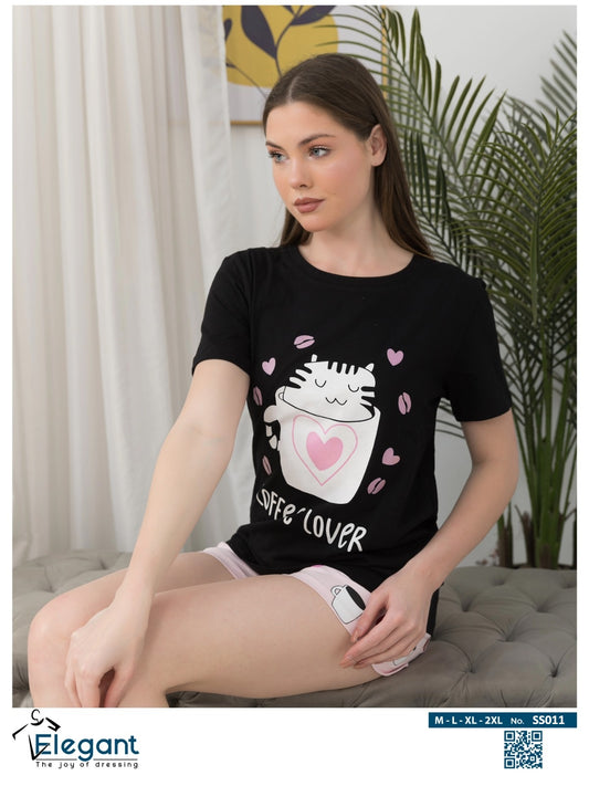 PJ short Cotton Black - Coffee Lover