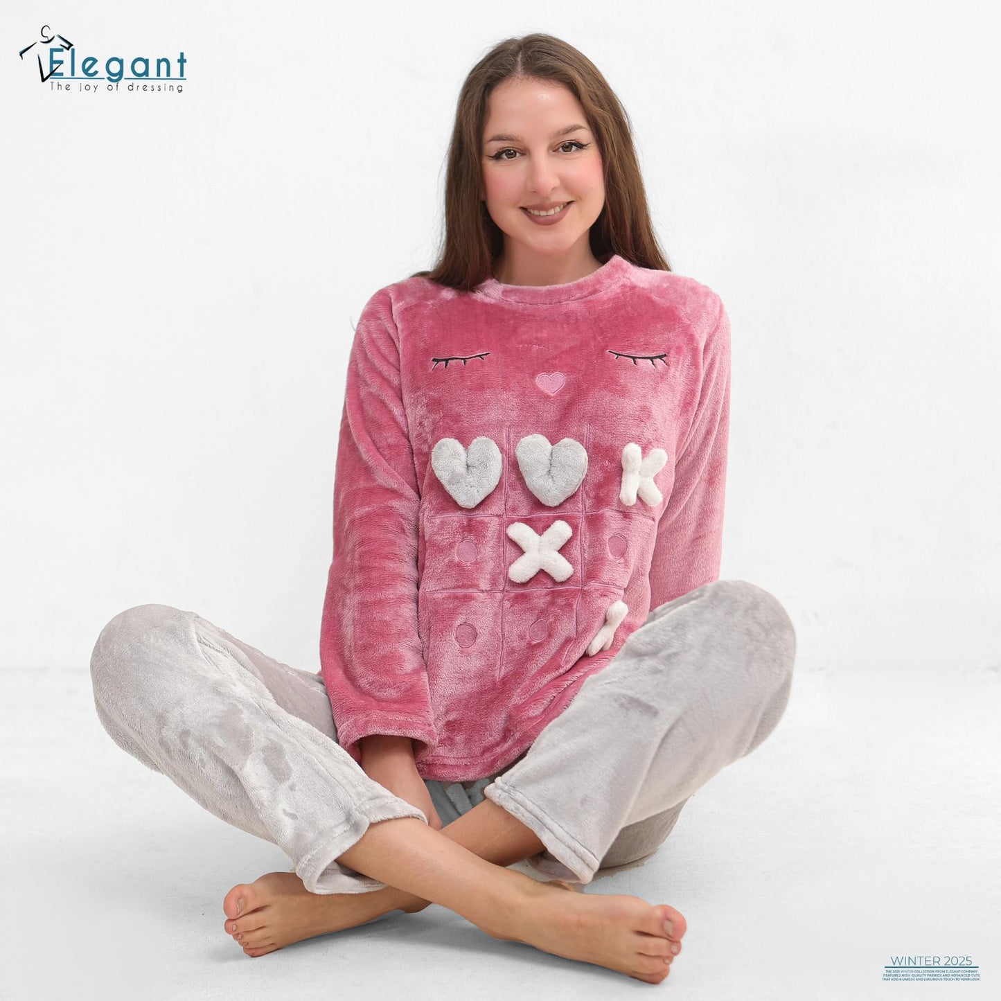 Polar PJ Pink / Pants Light Grey- XOXO