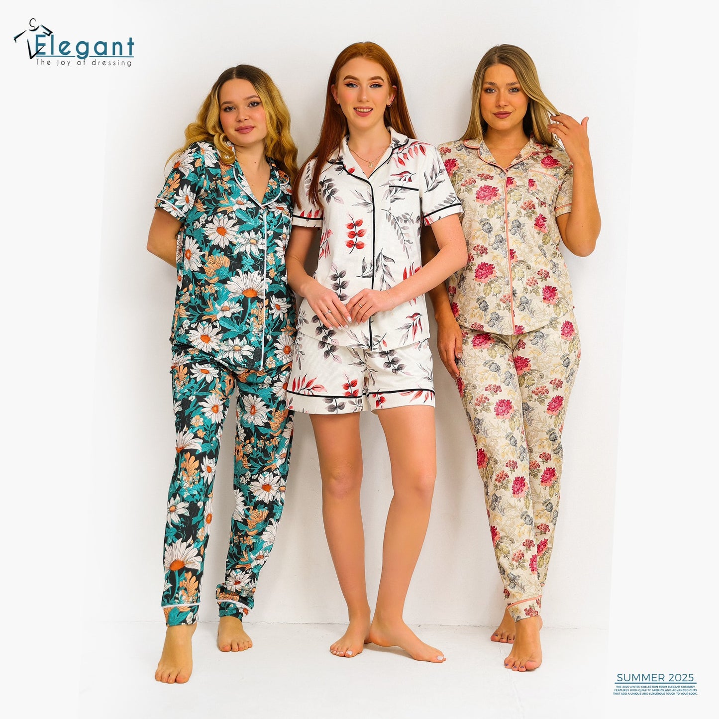 Waffle Polycotton Classic PJ Shorts - Floral Beige