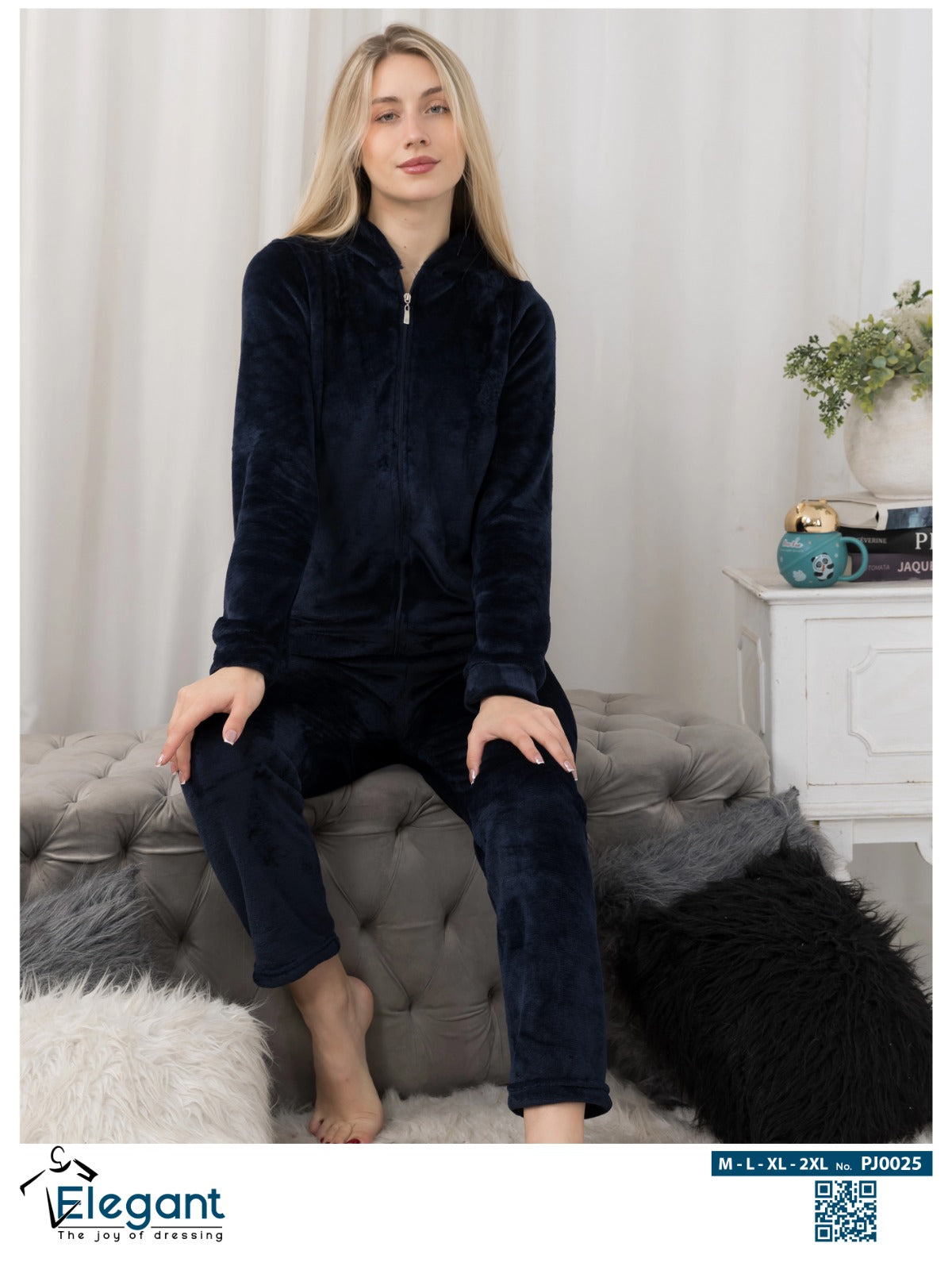 Polar Zipper PJ Hoodie - Navy